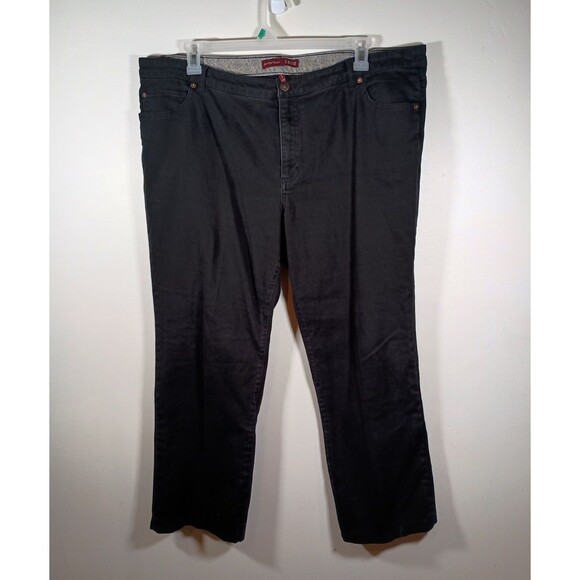 Izod Women's Just Right Bootcut Embroidered Black Pants Soft Denim Size 22W - Picture 1 of 8
